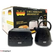 تصویر ست کتری و توستر برقی رومانتیک هوم مدل WT840 ا 2 IN1 2 slices toaster breakfast set 2 IN1 2 slices toaster breakfast set