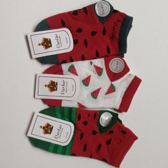 تصویر جوراب دخترانه مچی طرح هندوانه یلدایی - کوچک Socks