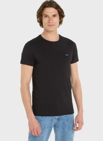 تصویر تیشرت گردن گرد لوگو برند Calvin Klein Logo Crew Neck T-Shirt