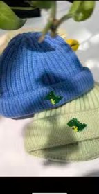 تصویر کلاه بافت تمساحی - آبی 