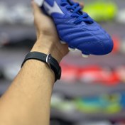 تصویر استوک فوتبال میزانو آبی با لوگوی سفید مخصوص چمن طبیعی کلاس A - 44.5 Mizuno Football Boots Blue with White Logo FG Class A