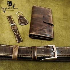 تصویر ست لوکس کیف مدارک و کمربند و بند ساعت و جاکلیدی 