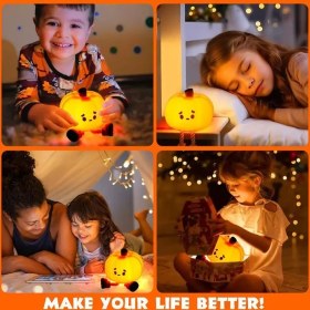 تصویر چراغ خواب سیلیکونی شارژی طرح کدو حلوایی silicon night light model pumpkin