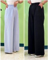 تصویر شلوار بگ لنین آنزیم شده سایز ۴۲ تا ۴۶ رنگ سفید 