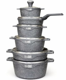 تصویر سرویس قابلمه ۱۴ پارچه چدن گرانیت دکاموند 