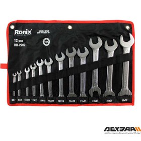 تصویر مجموعه 12 عددی آچار تخت رونیکس مدل RH Ronix RH-2202 12Pcs Double Open Ended Wrench Set