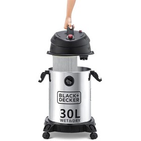 تصویر جاروبرقی بلک اند دکر مدل WV1450 Black & Decker 1610W 30L Wet and Dry Stainless Steel Tank Drum Vacuum Cleaner