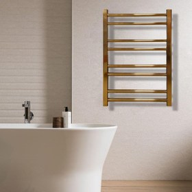 تصویر حوله خشک کن کرومات جنس استیل سایز 50*75 فلت طلامات Chromate towel dryer