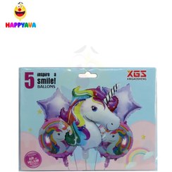 تصویر بادکنک فویلی پک پنج تیکه یونیکرن 