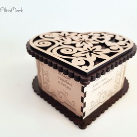 تصویر جعبه هدیه قلب فانتزی طرح جدید جنس چوبی در 5 سایز ا Heart gift box Heart gift box