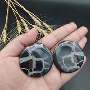 تصویر جفت نگین قرینه جاسپر سپتارین اصل طبیعی ( معروف به سنگ جن ) کد 8454 