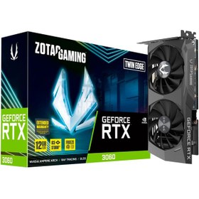 تصویر کارت گرافیک گیمینگ زوتاک سری Gaming GeForce مدل RTX3060 Twin Edge ظرفیت 12 گیگابایت Zotac Gaming GeForce RTX3060 Twin Edge 12GB GDDR6 192Bit Graphic Card