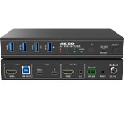 تصویر کی وی ام سوئیچ 2 پورت HDMI 2.0/USB 3.0 فرانت مدل FN-K3H21 با رزولوشن 4K@60 به همراه ریموت + RS232 