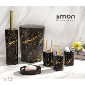 تصویر ست سرویس بهداشتی رومانتیک طرح ماربل لیمون romantic marble lemon bathroom set