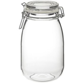 تصویر بانکه شیشه ای ایکیا مدل KORKEN ظرفیت ۱.۸ لیتر درب کلیپسی 