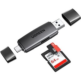 تصویر کارت خوان UGREEN USB C، کارت خوان USB 3.0 USB نوع C SD TF آداپتور کارت حافظه OTG دو اسلات برای SD، Micro SD، SDHC، SDXC، کارت MMC سازگار با Galaxy، iPad Pro 2021، Surface Pro، رایانه - ارسال 20 روز کاری 