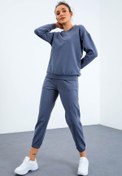 تصویر لباس ورزشی زنانه بنزینی آبی یقه O-Neck O-Size Elastic Leg - 95287 T07BY-95287 