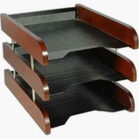 تصویر کازیه 3 طبقه توری فلزی و چوب شهاب تحریر 2 عددی 
