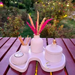 تصویر ست دکوری سفید طلایی - کرم 