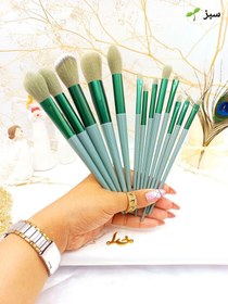 تصویر ست براش آرایشی ۱۳ تیکه با کیف پشمالو 