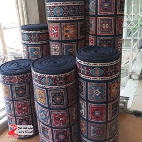 تصویر کناره گلیم فرش طرح کژال سرمه ای سایز 1.5 در 3.25 متر 