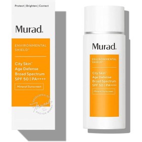 تصویر ضد آفتاب رنگی 100% مینرال مورد با SPF50 و ++++PA Murad City skin Age Defense Broad Spectrum SPF50/PA++++ 