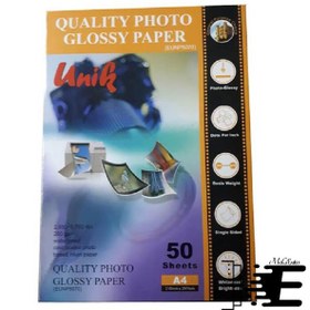 تصویر کاغذ گلاسه 260 گرم A4 یونیک 