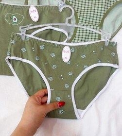 تصویر پک ۵ تایی شورت دخترانه طرح آووکادو سبز 