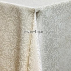 تصویر طرح رزالین کرم - رومیزی 8 نفره مستطیل 220*150 ژاگارد رزین تاژ 