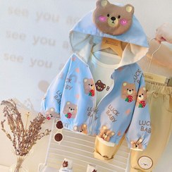 تصویر لباس بچگانه سه تیکه وارداتی طرح luck baby یه زدگی کوچیک رو آستینه - ۱۲ 