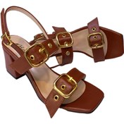 تصویر صندل مجلسی زنانه جلوباز دو بند سگکدار پاشنه دار سایز بزرگ 