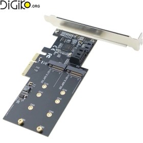 تصویر کارت تبدیل PCI-E 4X به SATA3.0 و M2 B-KEY مینی تک 