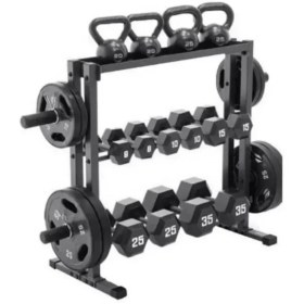 تصویر رک دمبل سه طبقه Three-tier dumbbell rack 