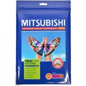 تصویر کاغذ چاپ عکس میتسوبیشی مدل گلاسه براق سایز A4 بسته ۲۰ عددی 