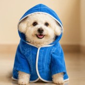 تصویر حوله تن پوش فانتزی گلدوزی شده سگ و گربه سایز کوچک 