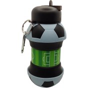 تصویر قمقمه مدل سیلیکونی تاشو طرح توپ فوتبال گنجایش 0.55 لیتر 