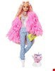 تصویر عروسک باربی فانتزی Mattel Barbie® Extra Puppe (blond) mit flauschiger rosa Jacke, inkl. Haustier 