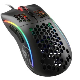 تصویر ماوس گلوریوس مدل D مخصوص بازی (مشکی مات) Glorious Model D Wired Gaming Mouse - 68g Superlight Honeycomb Design, RGB, Ergonomic, Pixart 3360 Sensor, Omron Switches, PTFE Feet, 6 Buttons - Matte Black