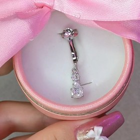 تصویر پیرسینگ ناف فیک مدل اشک بلند 