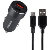 تصویر شارژر فندکی 22 وات کلومن مدل KC-C07 به همراه کابل تبدیل USB-C 