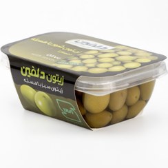 تصویر زیتون باهسته قایقی ممتاز 280گرمی دلفین 