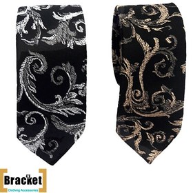 تصویر کراوات مشکی طرح دار نقره ای SPT05 