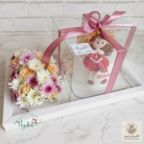 تصویر باکس گل و کیک دخترانه - کیک و شیرینی خانگی مشهد | هایدین | کد: ZNB-12BU 