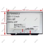 تصویر ال ای دی لپ تاپ 17.3 AUO B173HAN05.0 نازک مات 40 پین ریز FHD-IPS-EDP-240HZ بدون جاپیچ 390x238x3.5mm 