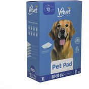 تصویر پد زیرانداز بهداشتی ضدبو حیوانات ولوت Velvet Pet Pad پت بسته 8 عددی ابعاد 90*60 