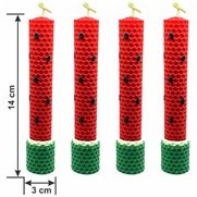 تصویر شمع موم عسل مدل طرح هندوانه یلدا (مجموعه ۴ عددی) 
