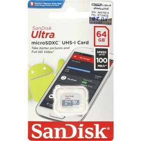 تصویر کارت حافظه SDXC سن دیسک مدل Ultra کلاس 10 استاندارد UHS-I U1 سرعت 140mbps ظرفیت 64 گیگابایت ا SanDisk SDXC Ultra UHS-I U1 140mbps - 64GB SanDisk SDXC Ultra UHS-I U1 140mbps - 64GB