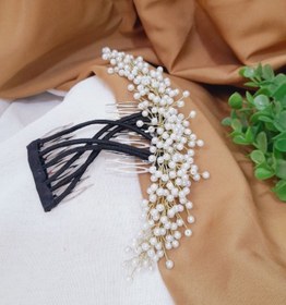 تصویر شونه شنیون جادویی با نمای ریسه ای مرواریدی و کش های محکم Shone shiniyon jadooie