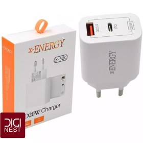 تصویر کلگی فست شارژ ایکس انرژی X-Energy X-520 2Port 3A QC3 PD 20W 