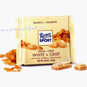 تصویر شکلات سفید ریتر اسپرت با مغز کرن فلکس ترد وزن ۱۰۰ گرم | Ritter Sport Weisse Crisp chocolate – White Crisp (100g) 